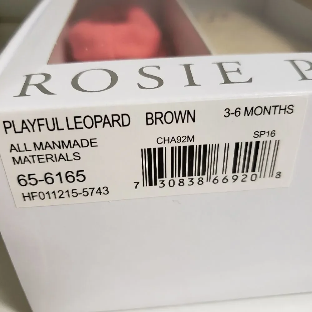 Rosie Pope Playful Leopard Brown crib shoes 3-6 month  Size 2
